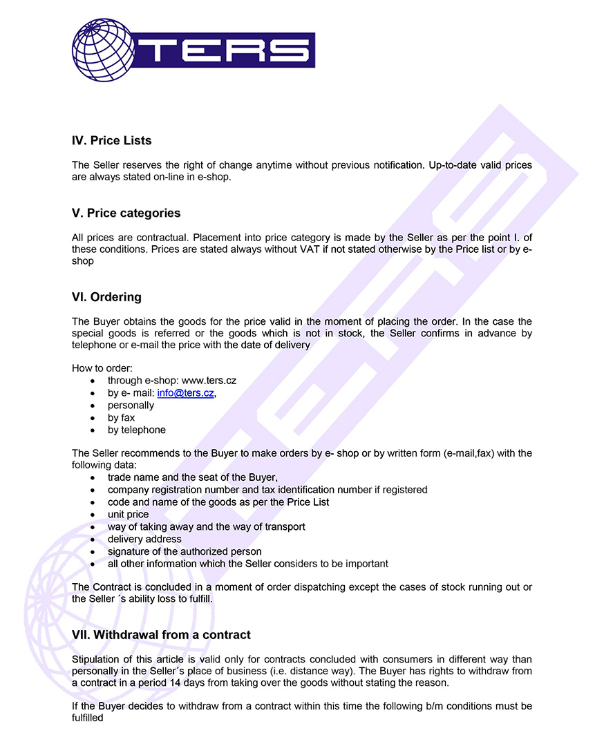 Terms of conditions, page 2