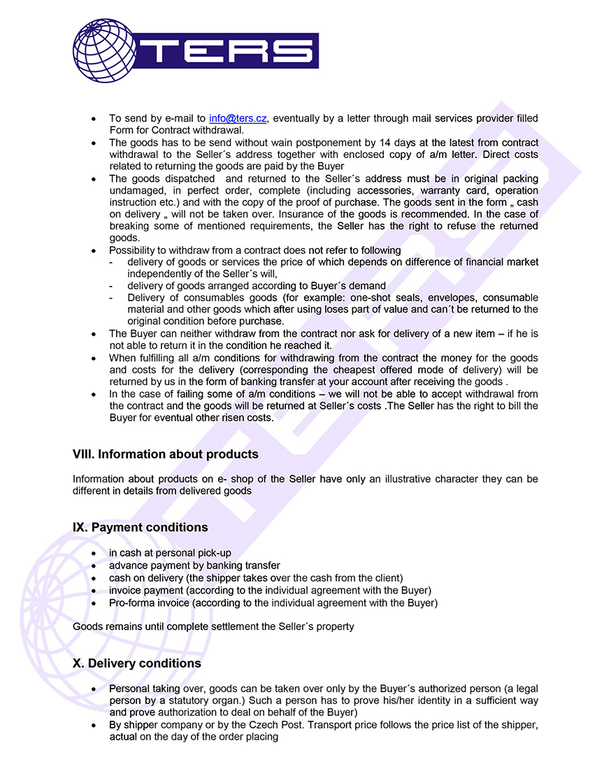 Terms of conditions, page 3